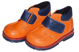 Ботинки Tаи-орто утепленные, оранжевая нат. кожа, синяя липучка, р.20-24 ― Топтыга
