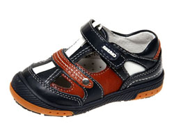 Туфли (кроссовки), комбинированная кож, cowhide цвет синий/оранжевый, застежка - липучка, р.20-25 