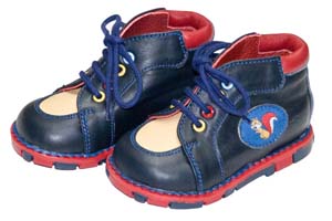 Ботинки Таши-орто, синяя/желтая кожа, шнурки, р.17-20 ― Топтыга