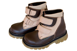 Ботинки Tаши-орто коричневая/бежевая кожа, утепленные, 2 липучки р.25-30